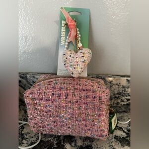 Pink Tweed Pouch with matching keychain